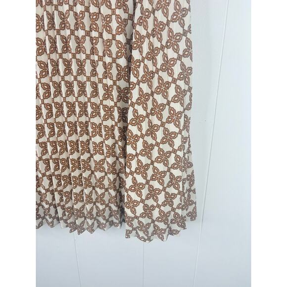 J. Crew Tan Print Pleated Skirt Size 12 Retro 70s - Picture 5 of 11